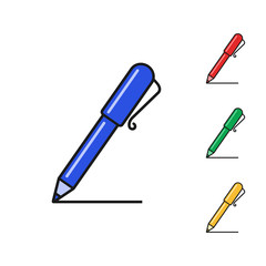 Pen color icon set, vector isolated symbol. Flat design