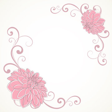 Beautiful frame with flower dahlia. Element for design.