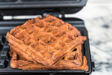  Belgium Waffles freshly made at home in the Waffle Maker