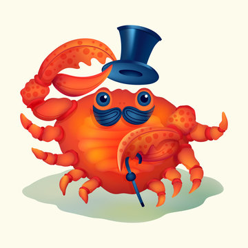 Illustration with a cute crab. Can be used as a zodiac sign Cancer.