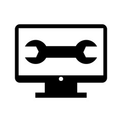 computer desktop with wrench