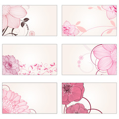 Set of hand-drawing floral frames with flower dahlia, gerbera, rose, amaryllis . Element for design.