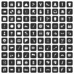 100 street festival icons set black