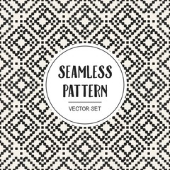 Abstract concept vector monochrome geometric pattern. Black and white minimal background. Creative illustration template. Seamless stylish texture. For wallpaper, surface, web design, textile, decor.