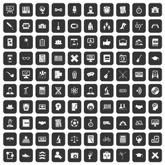 100 student icons set black