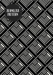 Abstract concept vector monochrome geometric pattern. Black and white minimal background. Creative illustration template. Seamless stylish texture. For wallpaper, surface, web design, textile, decor.