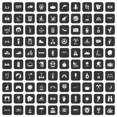 100 summer vacation icons set black
