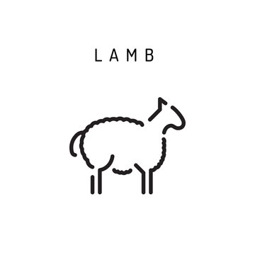 sheep icon, vector lamb lamb outline icon. Isolated lamb label
