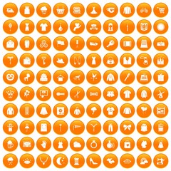 100 dress icons set orange