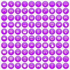 100 internet icons set purple