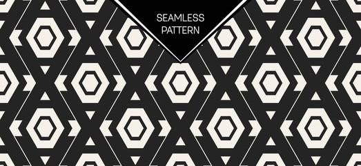 Abstract concept vector monochrome geometric pattern. Black and white minimal background. Creative illustration template. Seamless stylish texture. For wallpaper, surface, web design, textile, decor.