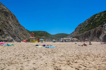 Fototapeta na wymiar Adraga beach in Almocageme, Portugal.