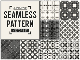 Abstract concept vector monochrome geometric pattern. Black and white minimal background. Creative illustration template. Seamless stylish texture. For wallpaper, surface, web design, textile, decor.