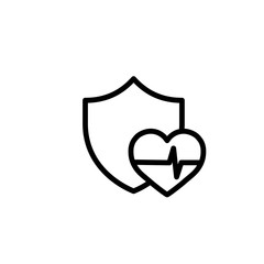 shield with heart line black icon