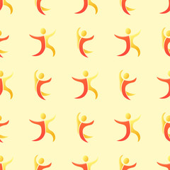 Obraz premium Silhouette abstract people performance character seamless pattern human figure pose vector illustration.
