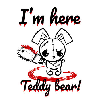 Halloween evil bunny voodoo doll pop art comic