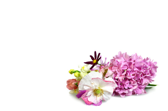 Mothers Day Background With Bunch Of Flowers Isolated On White Background