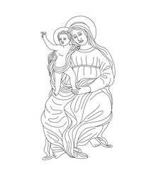Virgin Mary with Little Jesus, art vector design