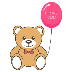 Toy bear with air balloon and text I love you