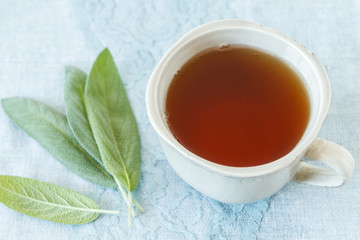Sage tea. Top view.