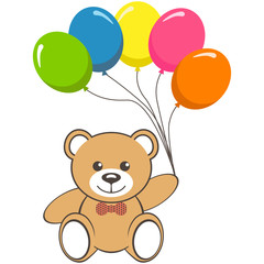 Toy bear with colorful air balloon