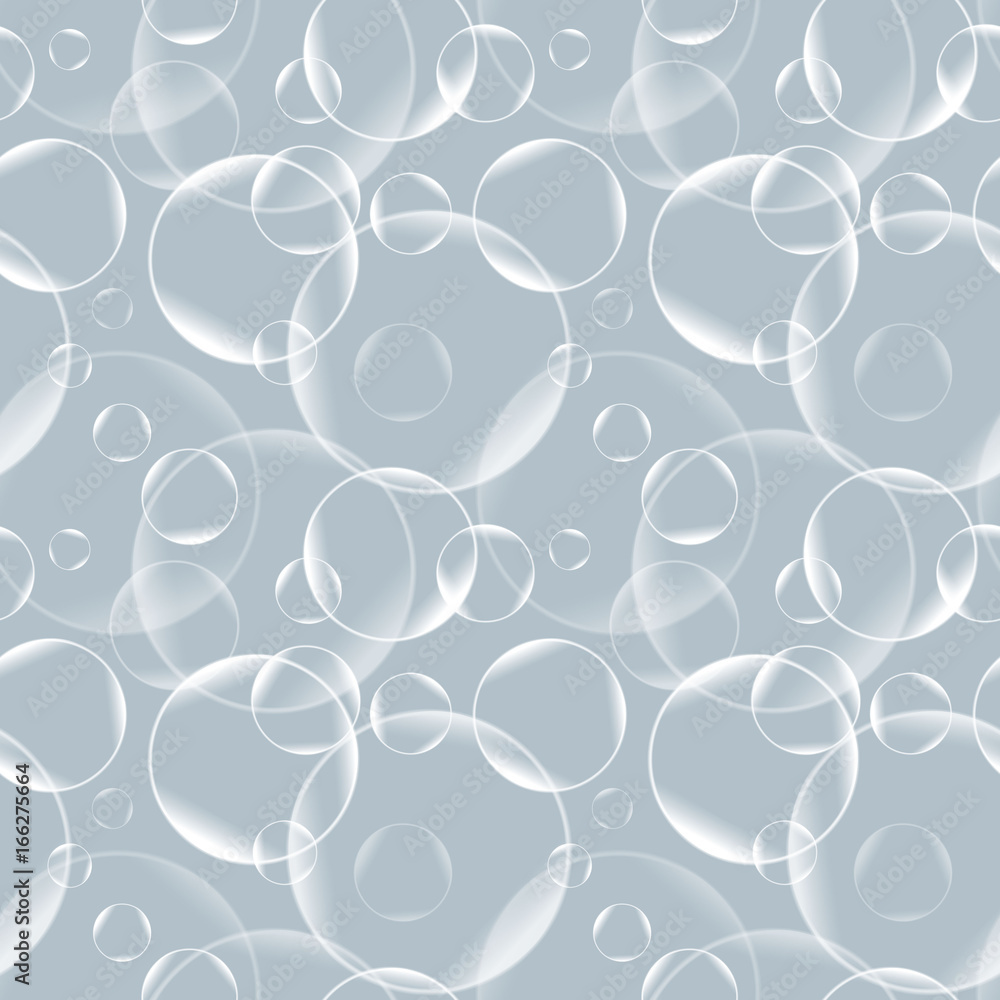 Poster vector seamless pattern with realistic bubbles. abstract background. monochrome backdrop.