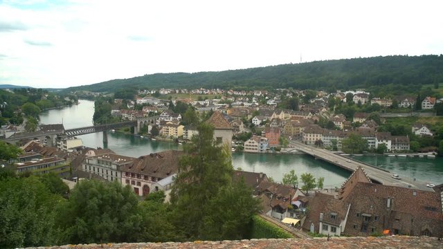 Aerial view from the famous and historical Munot, Schaffhausen, Switzerland