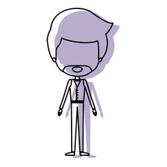 silhouette lilac color shadow of contour caricature faceless groom man in wedding formal suit with van dyke beard