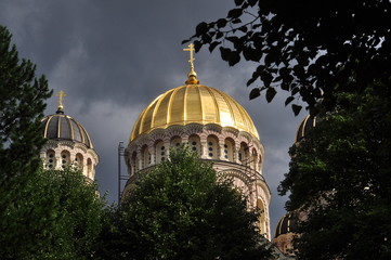 Fototapeta premium Igreja ortodoxa, Riga, Letónia, agosto de 2016.