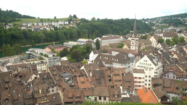 Aerial view from the famous and historical Munot, Schaffhausen, Switzerland
