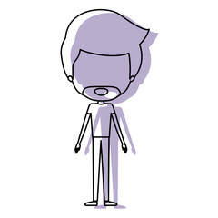 watercolor silhouette with thin faceless man in clothes with beard and hairstyle