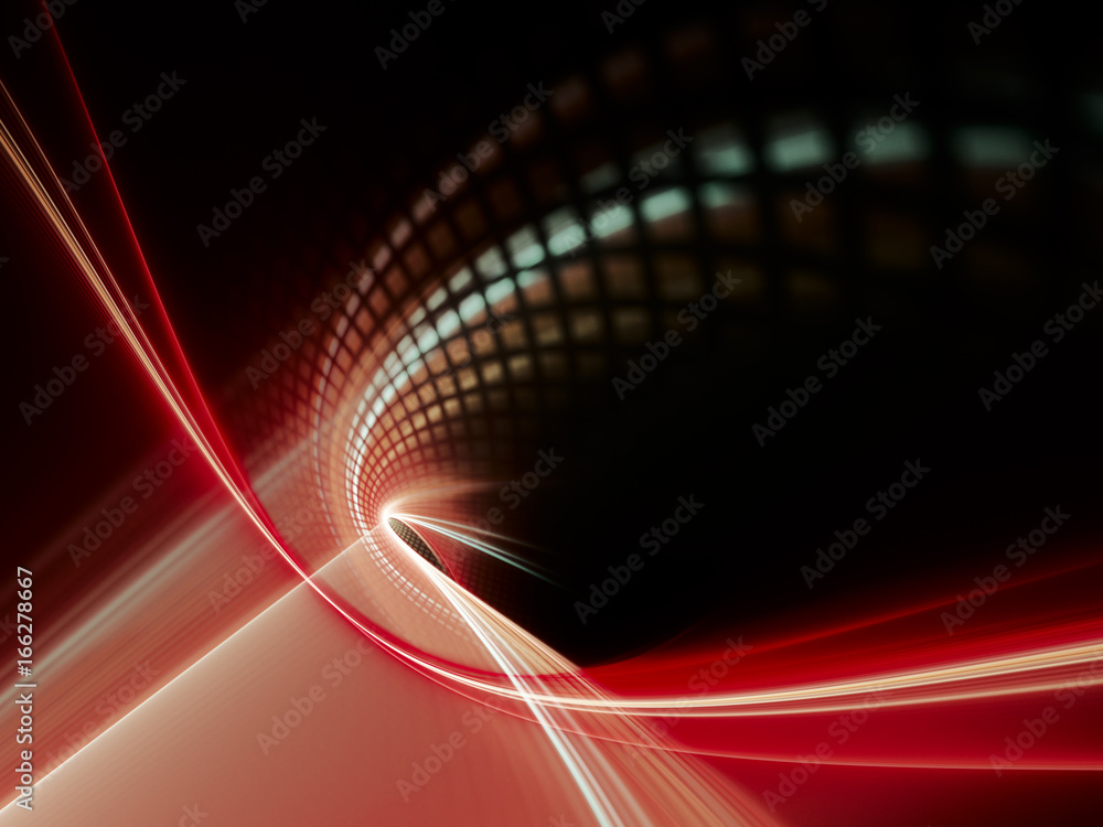Fototapete Abstract background element. Fractal graphics series. Curves, blurs and twisted grids composition. Red and black colors.