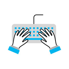 user with computer keyboard isolated icon