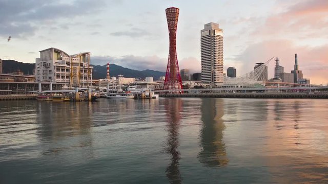 Kobe, Japan port at dawn.