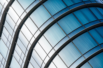 exterior of glass building,blue toned.