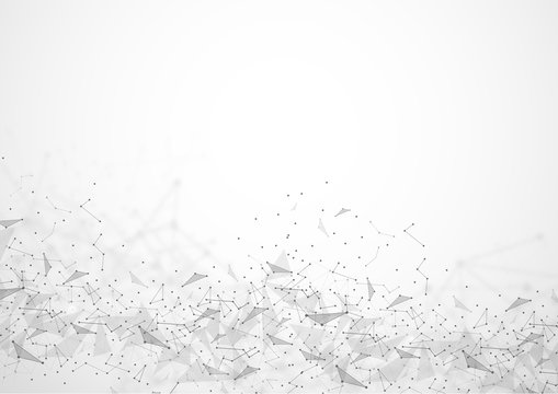 Abstract Polygonal Space Gray Background with Connecting Dots and Lines