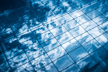 full frame of glass building exterior pattern.