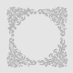 Abstract decorative 3d floral frame. Vector Illustration