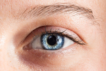 Macro of blue eye of woman