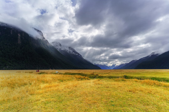 The stunning scenery at Knobs Flat of Eglinton Valley viewpoint on the Milford Sound highway , Fiordland National Park, South Island of New Zealand