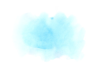 Soft blue watercolor stain on a white background - obrazy, fototapety, plakaty