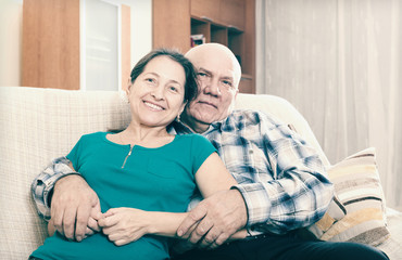   laughing mature woman with elderly man