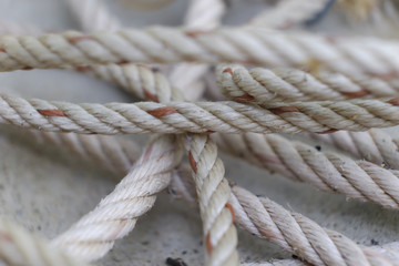Fototapeta na wymiar white rope on the dock