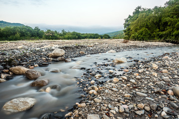 River bed of a fast mountain river