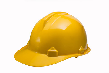 The safety hat yellow on white background