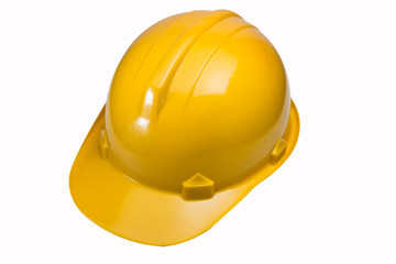 The safety hat yellow on white background