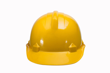 The safety hat yellow on white background