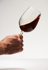 Red wine swirl in glass
