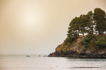 Kayaking along the Mendocino Coast at Van Damme State Park, A California State Park.