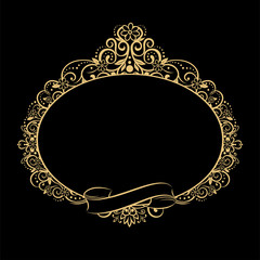Oval frame of gold and silver, Luxurious royal style. Decorative vintage frames and borders set,photo frame with corner line floral, frame floral template, frame flourishes set of border and corner